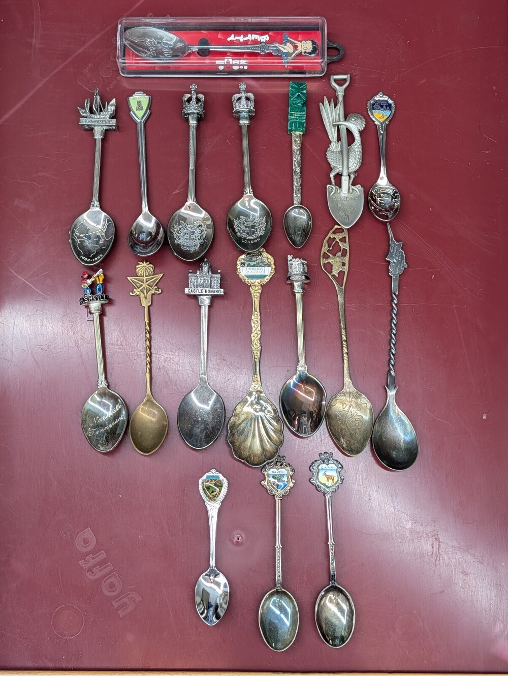 Vintage Souvenir Spoon Lot Betty Boop Silver Plate Arizona London Enamel Travel